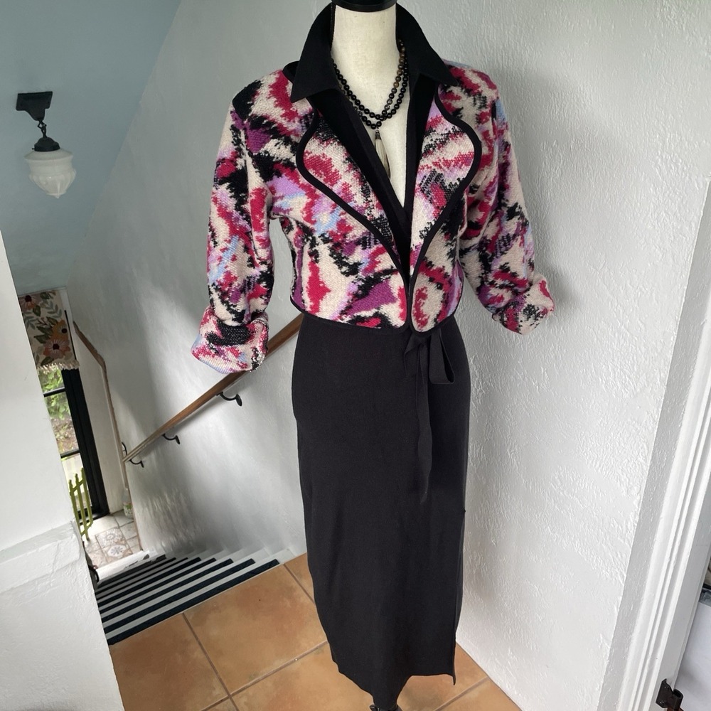 Anna & Ava NWOT Pink Abstract Cardigan Sweater Knit One Size Boho Open Front